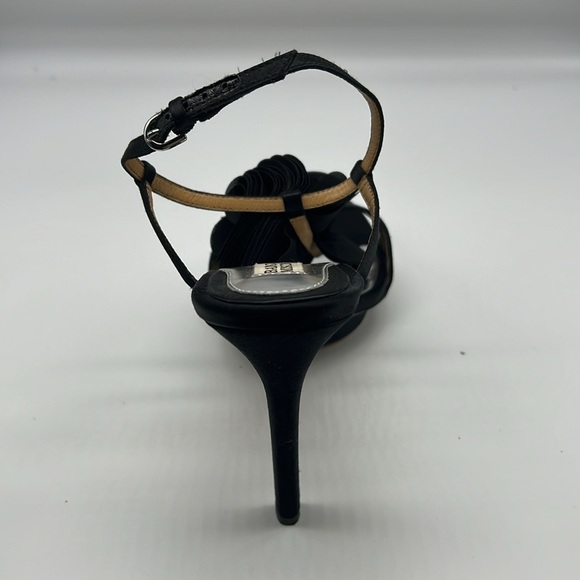 Badgley Mischka - Black Fabric Petal Adjustable Ankle High Heels Platforms 9.5 - Picture 11 of 14